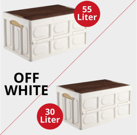 Foldable Storage Box with Wooden Lid