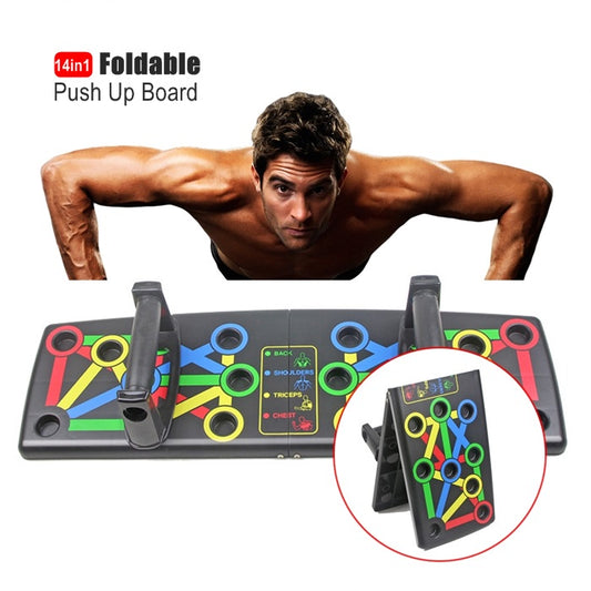 14 in 1 Foldable Push Up board [with 10-60kg Hand Trainer]