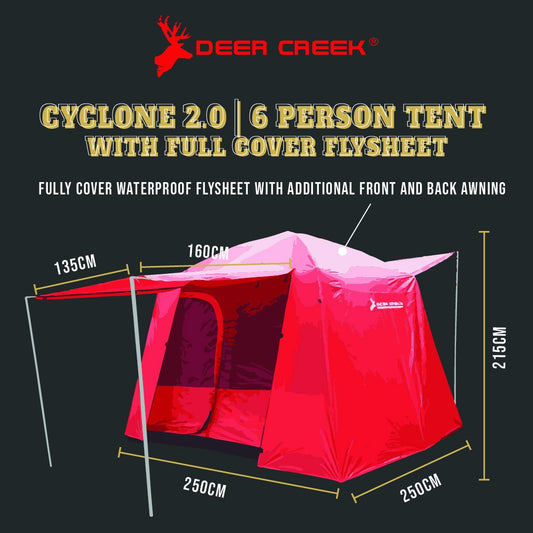 Deer Creek Cyclone 2.0 6 Person Tent With Full Cover Flysheet