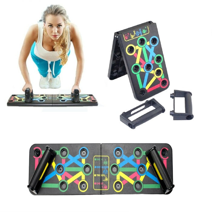 14 in 1 Foldable Push Up board [with 10-60kg Hand Trainer]