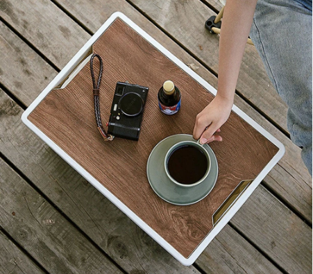 Foldable Storage Box with Wooden Lid