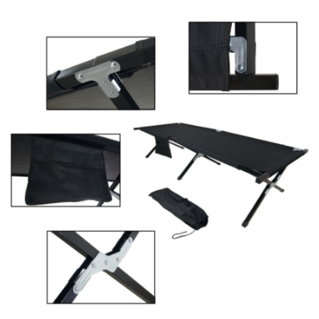 Portable Foldable Camping Bed with Bag (Premium Black)