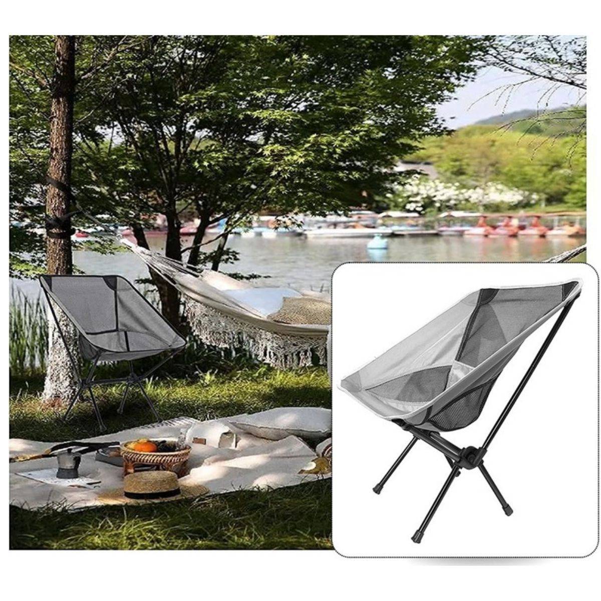 Lightweight Camping Moon Chair With Storage Bag (M)