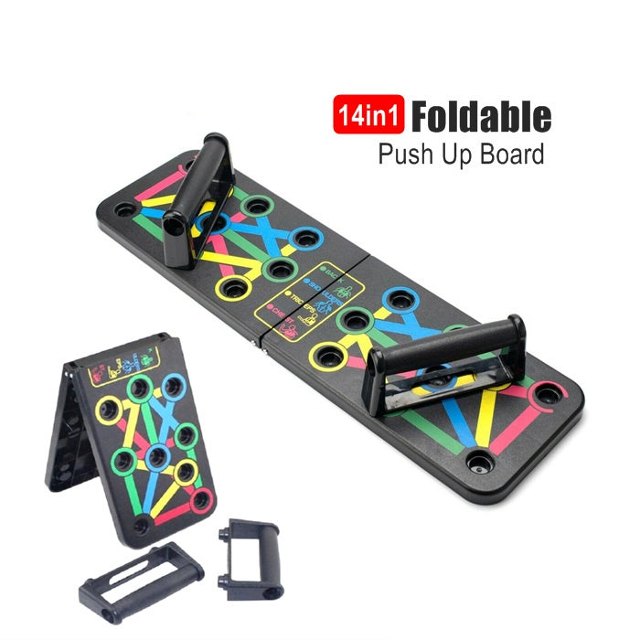 14 in 1 Foldable Push Up board [with 10-60kg Hand Trainer]